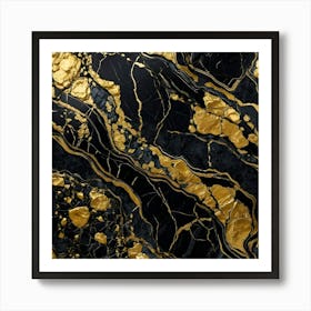 Gold And Black Marble Texture Art Print