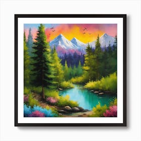 Sunset In The Mountains 5 Art Print