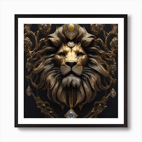 Nobel Lion Head Art Print