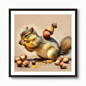 Squirrel With Nuts 1 Art Print