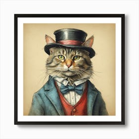 Top Hat Cat 4 Art Print