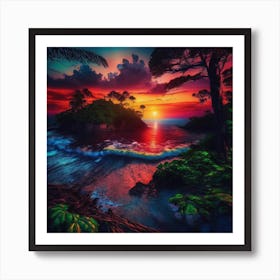 Sunset At The Beach Art Print