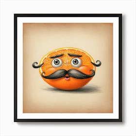 Orange With Mustache 4 Art Print