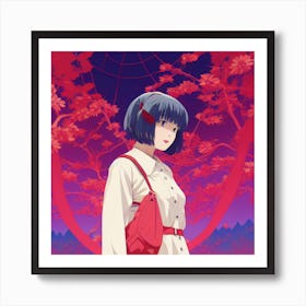 Anime Girl In Red Dress Art Print