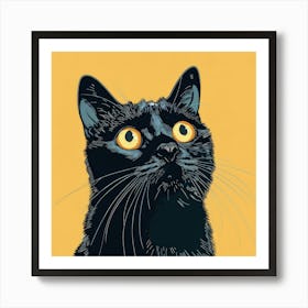 Black Cat With Yellow Eyes 4 Art Print