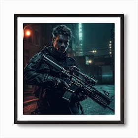 Armadiler Terminator Holding A Machine Gun In The City Cinemati 0f75e2d8 Ee08 40b5 Ad96 D8e39f85c779 Ins Art Print