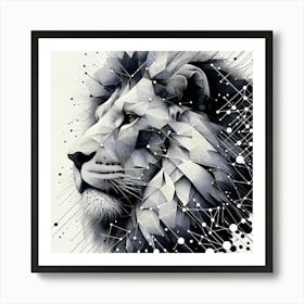 Lion Head - Abstract Line Art Illustration 32 Art Print