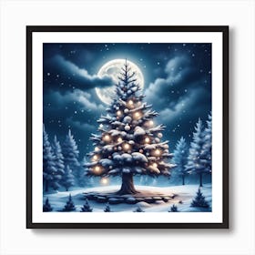 Christmas Tree In The Snow 6 Art Print