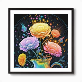 Luminous pastel flowers 7 Art Print