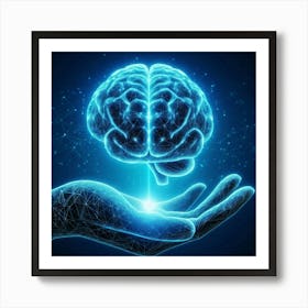 Hand Holding A Brain Art Print