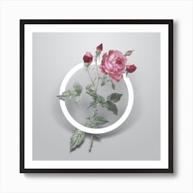 Vintage Provence Rose Minimalist Botanical Geometric Circle on Soft Gray n.0194 Art Print