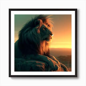 Lion At Sunset Art Print