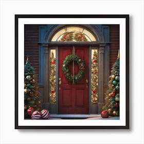 Christmas Decoration On Home Door Trending On Artstation Sharp Focus Studio Photo Intricate Deta (7) Art Print