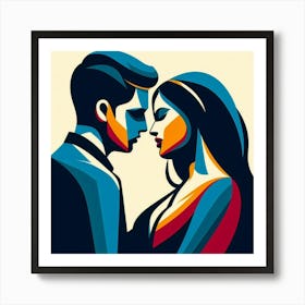 Man And Woman Kissing Art Print