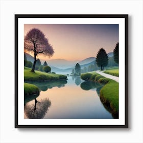 Sunrise Over A Lake 6 Art Print