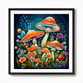 Mushrooms In The Forest 92 Art Print