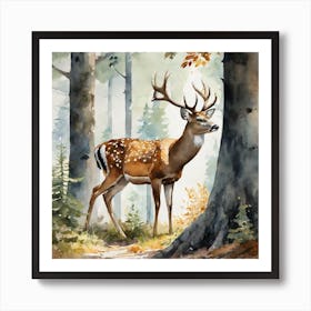 Deer In The Woods 77 Art Print