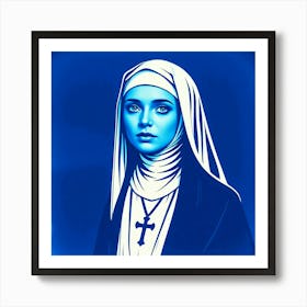 Nun in Blue Washed Art Print