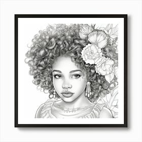 Black Girl With Flowers 7 Art Print