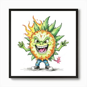 Pineapple With Flames Art Print