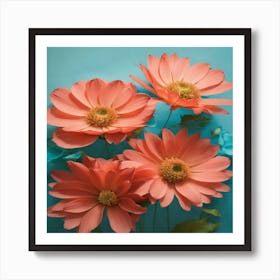 Peach Daisies 1 Art Print