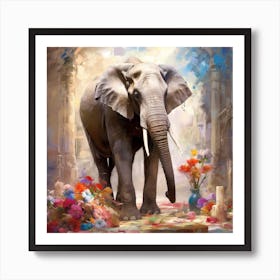 Elephant In The Garden Art Print