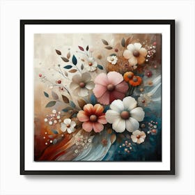 Flowers On Canvas Art Print