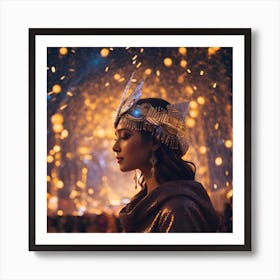 Portrait Of A Woman At Night( pharaoh and ancient Egyptian )  Art Print