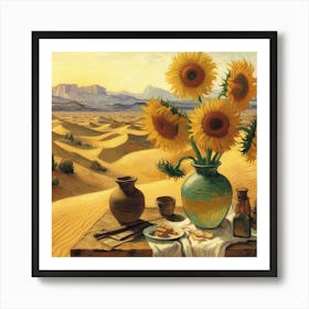 Van Gogh Painted A Sunflower Still Life In The Heart Of The Sahara Desert 1 Art Print