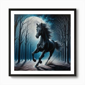 Horse In The Moonlight 30 Art Print