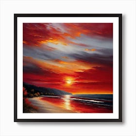 Sunset On The Beach 489 Art Print