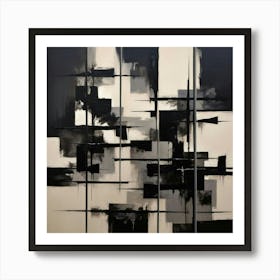 Original Abstract Painting On Canvas Dramatic Wall Art Black Mid Century Modern 4 Art Print