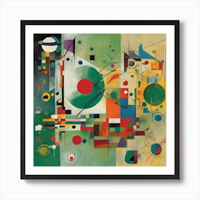 Painting With Green Center, Wassily Kandinsky Square Art Print 1 Art Print