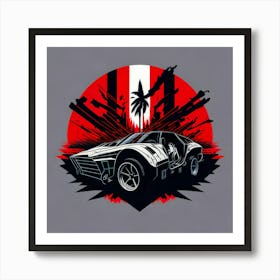 Car Red Artwork Of Graphic Design Flat (270) Art Print