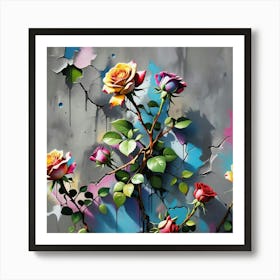 Graffiti Roses Art Print