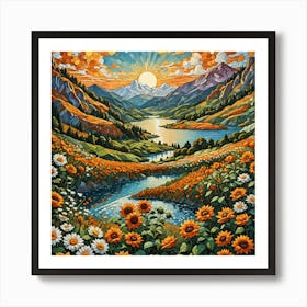 Sunflowers In The Valley 1 Art Print