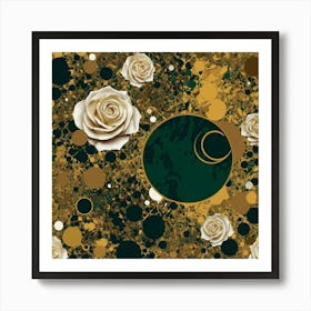 Gold And White Roses Art Print