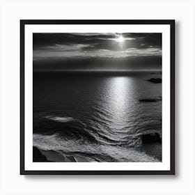 Moon Over The Sea Art Print