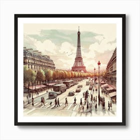 Paris, Flower Collage 2 Canvas Print Art Print