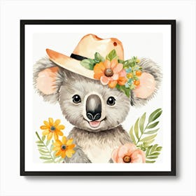 Floral Baby Koala Nursery Illustration (6) 1 Art Print