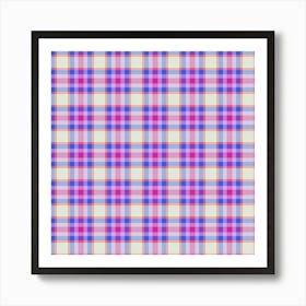 Pink And Blue Plaid Fabric Art Print