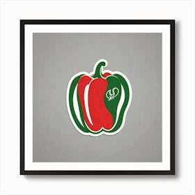 Green And Red Pepper Art Print