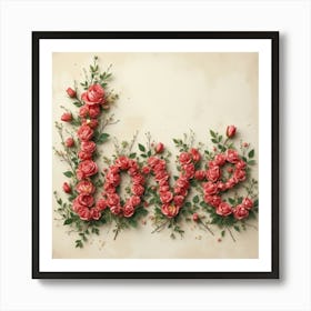 Lovely art work with love made of flowers Art Print