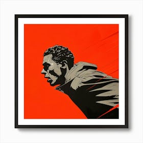 Man Running On An Orange Background Art Print