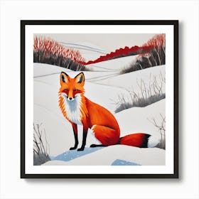 Fox in Snowy Landscape 2 Art Print