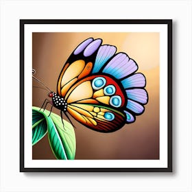 Butterfly On A Leaf Art Print