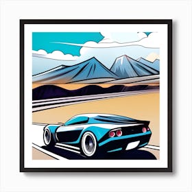 Car Racing In The Desert Art Print