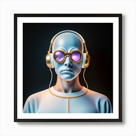 Man With Headphones 21 Art Print