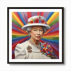 Queen Elizabeth Platinum Jubilee Rainbow Art Print 1 Art Print