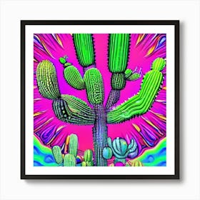 Cactus Glowing in Energy Art Print